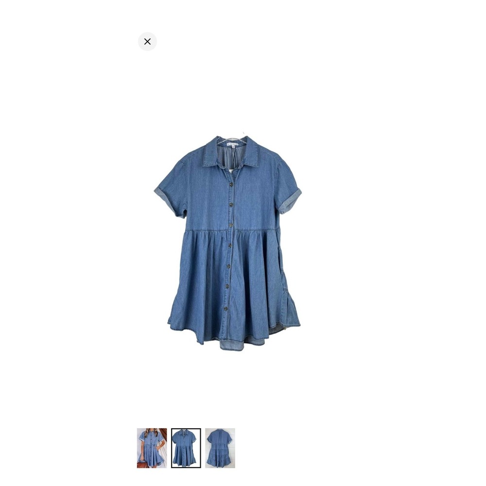Miou Muse Denim Dress Large Blue Chambray with pockets NWT